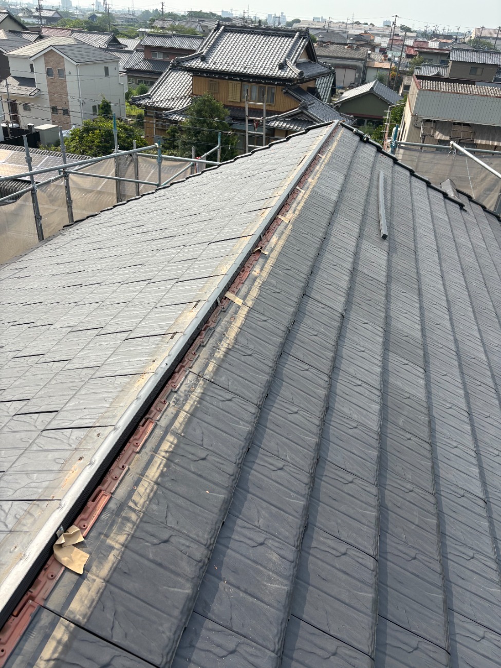 名古屋市名東区　棟瓦解体後の屋根面